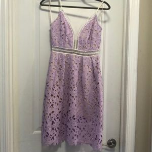 Purple lace with white trim detail dress